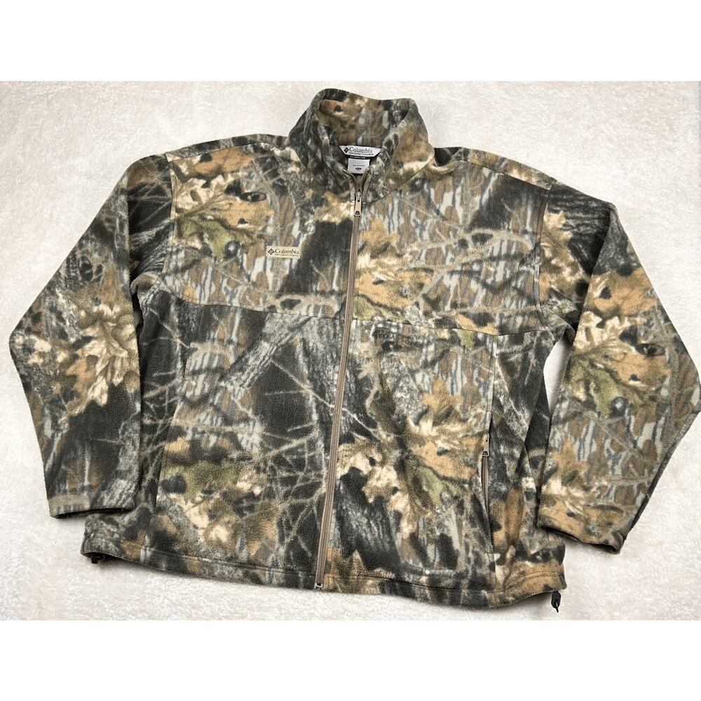 Vintage Columbia Mossy Oak Camouflage Fleece Jacket Full Zip Men’s Sz 2XL